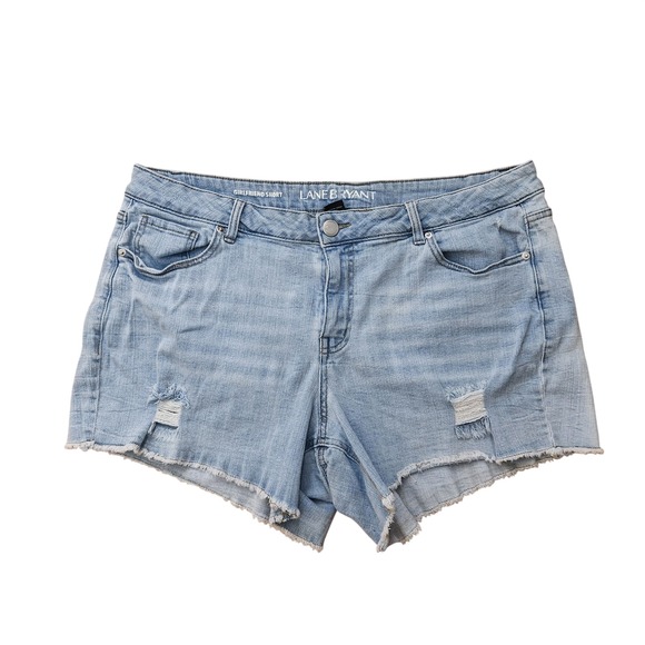 Lane Bryant Pants - Lane Bryant Light Wash Distressed Girlfriend Denim Shorts Womens Plus Size 18